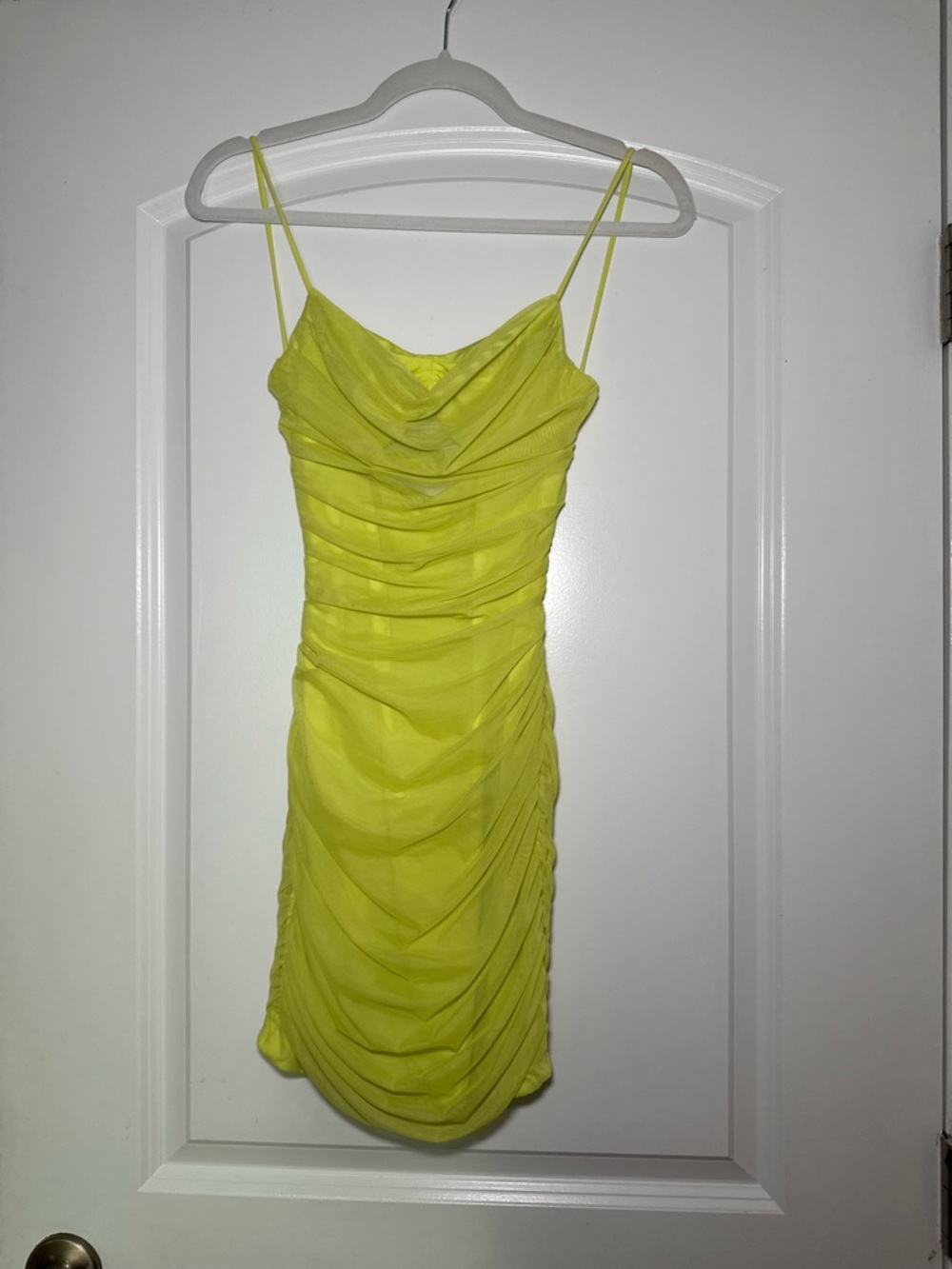 Oh Polly Ruched Lime Backless Dress